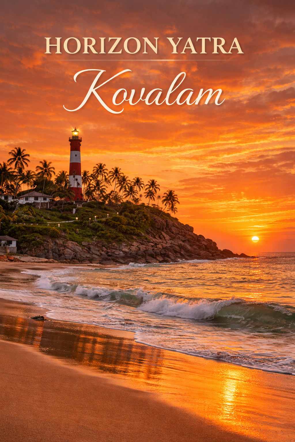 Kovalam beach at sunset