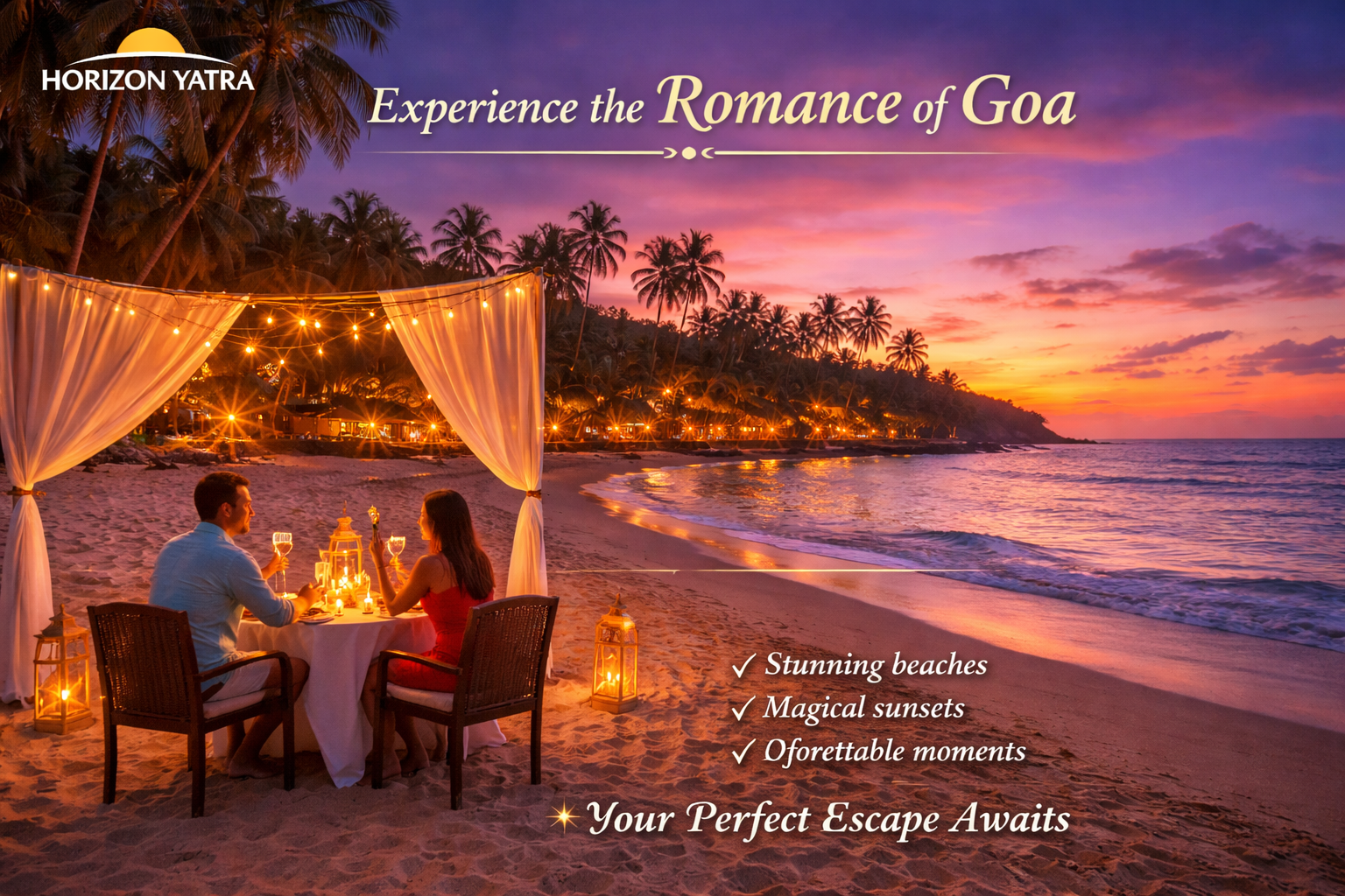 Romantic beach dinner in Goa