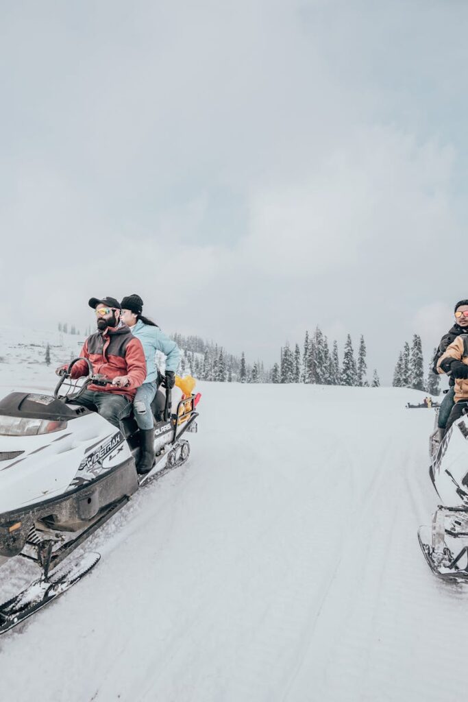 Enjoy thrilling snowmobile rides in the winter wonderland of Gulmarg, with stunning landscapes.